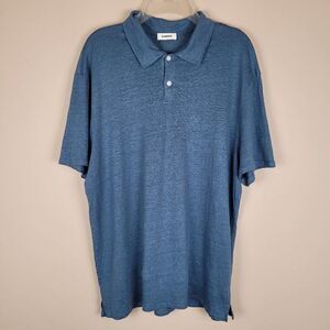 Sandro Paris Beach Linen Polo Shirt Short Sleeve Blue Size XXL